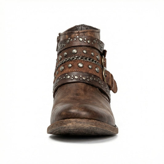 Women's Studded Buckle Ankle Boots