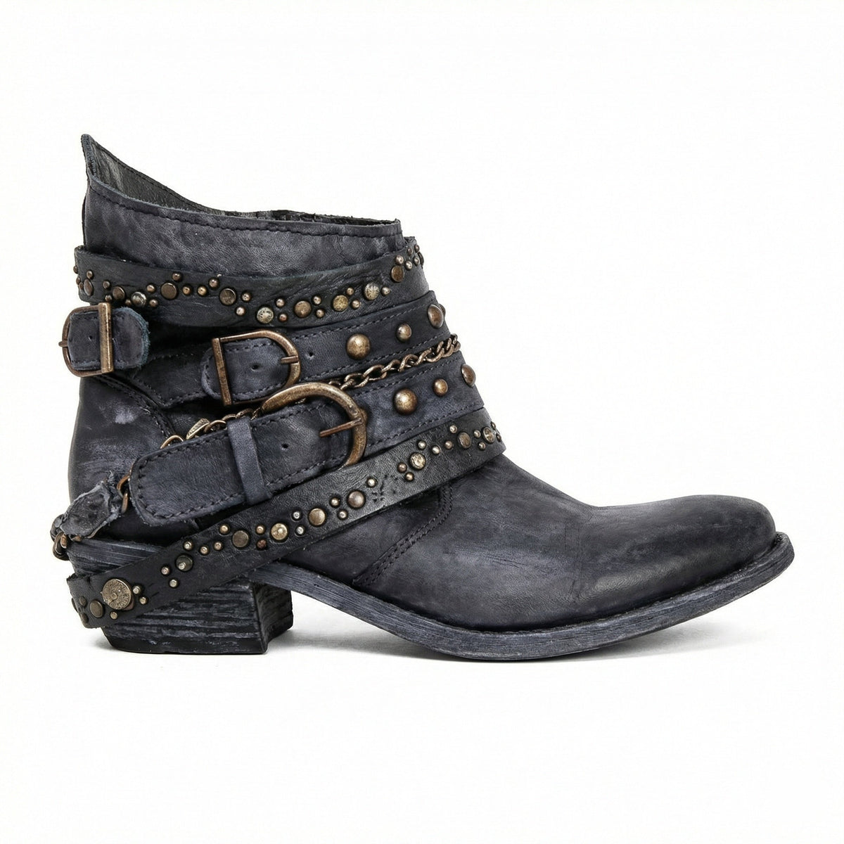 Women's Studded Buckle Ankle Boots