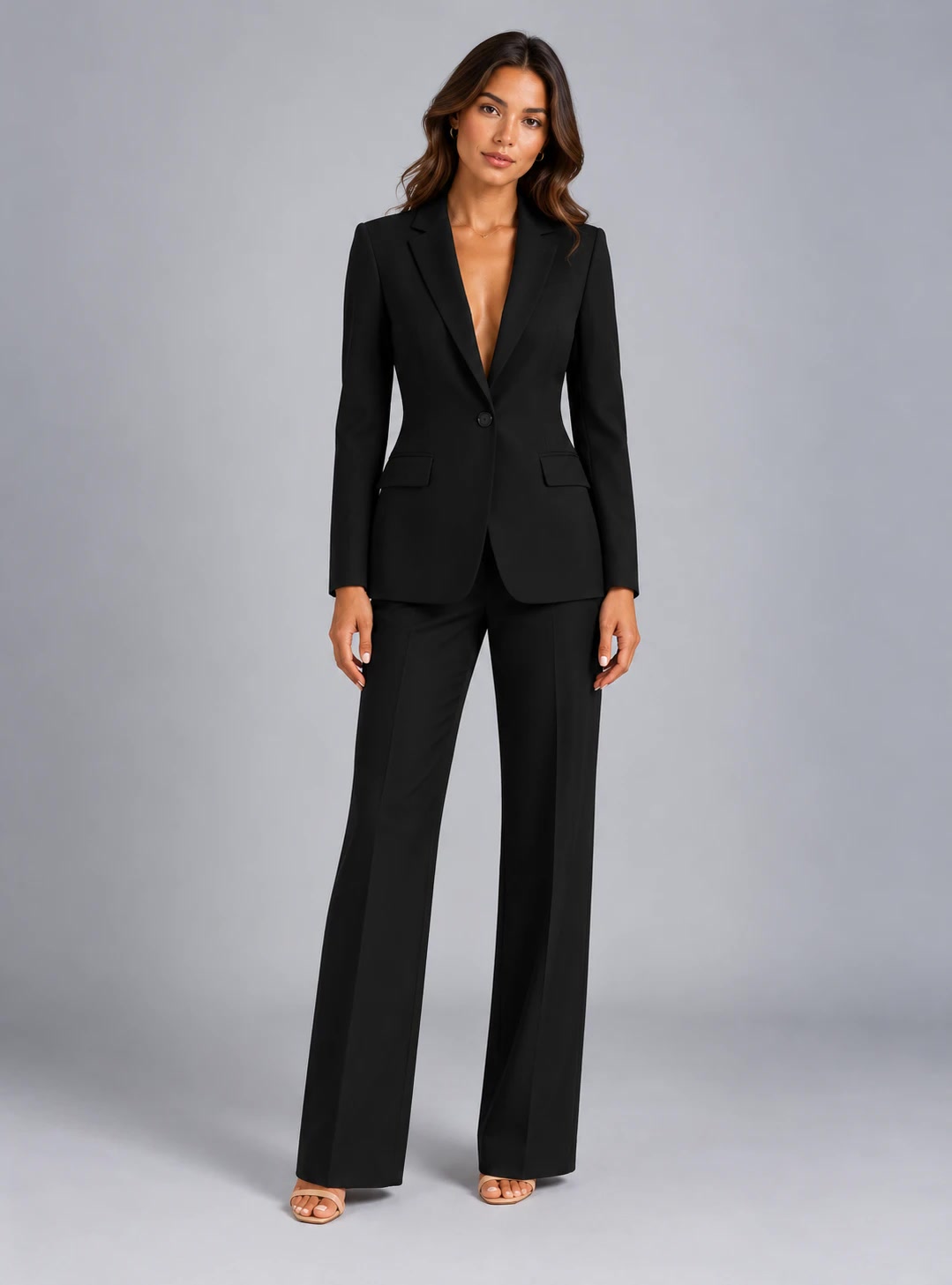 Women's Tailored Blazer Wide Leg Pants Set