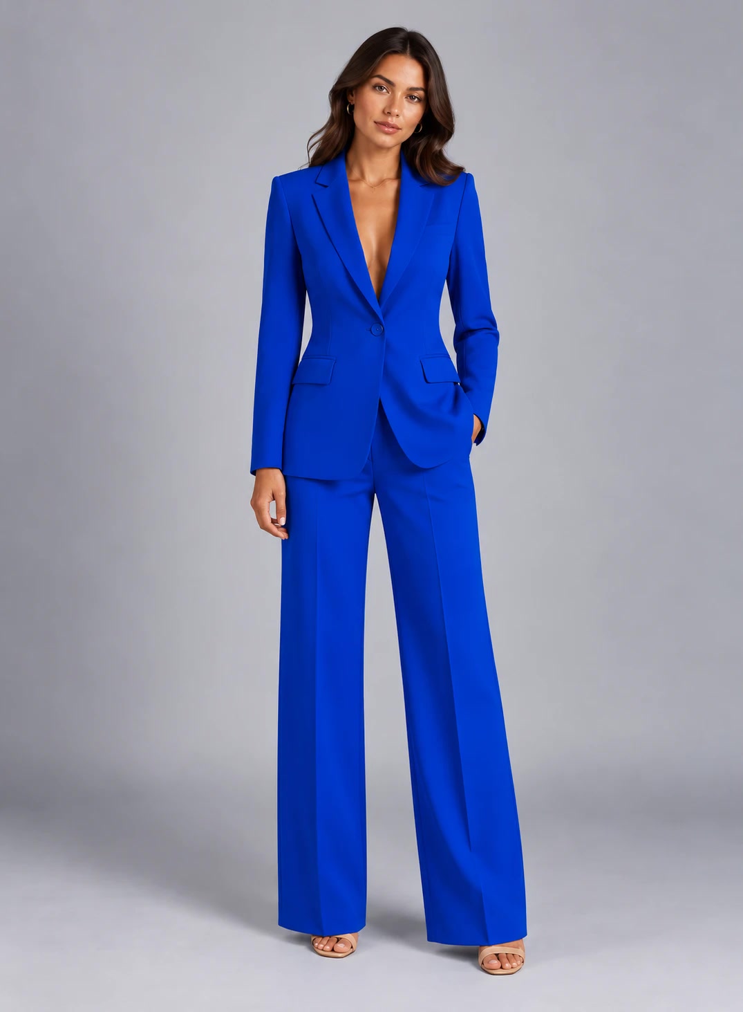 Women's Tailored Blazer Wide Leg Pants Set