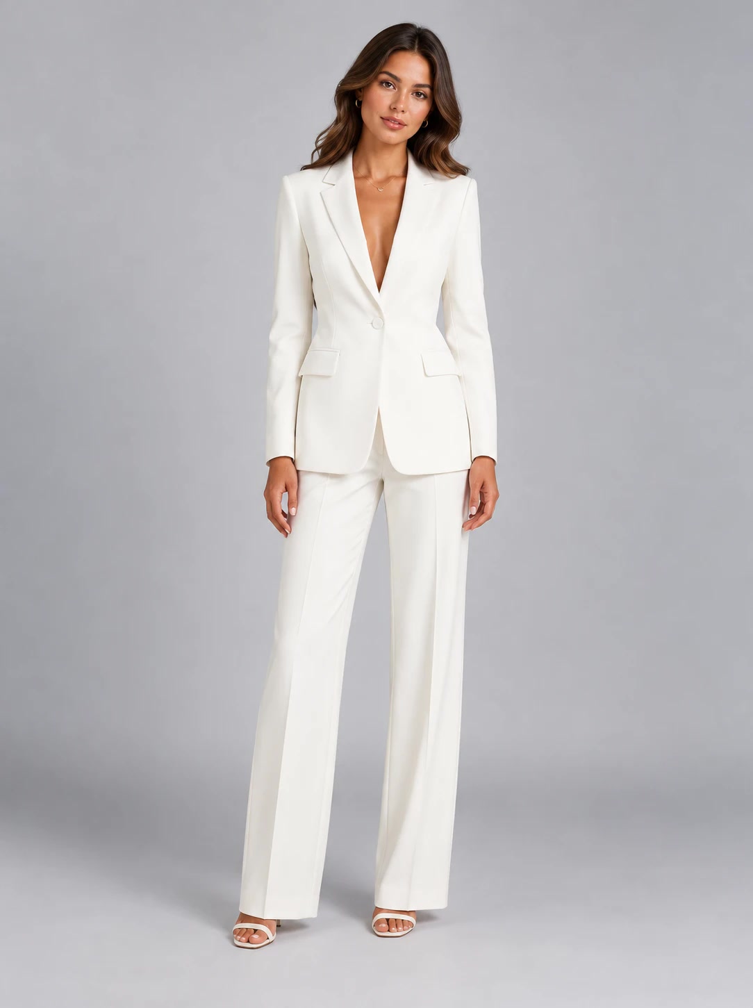 Women's Tailored Blazer Wide Leg Pants Set