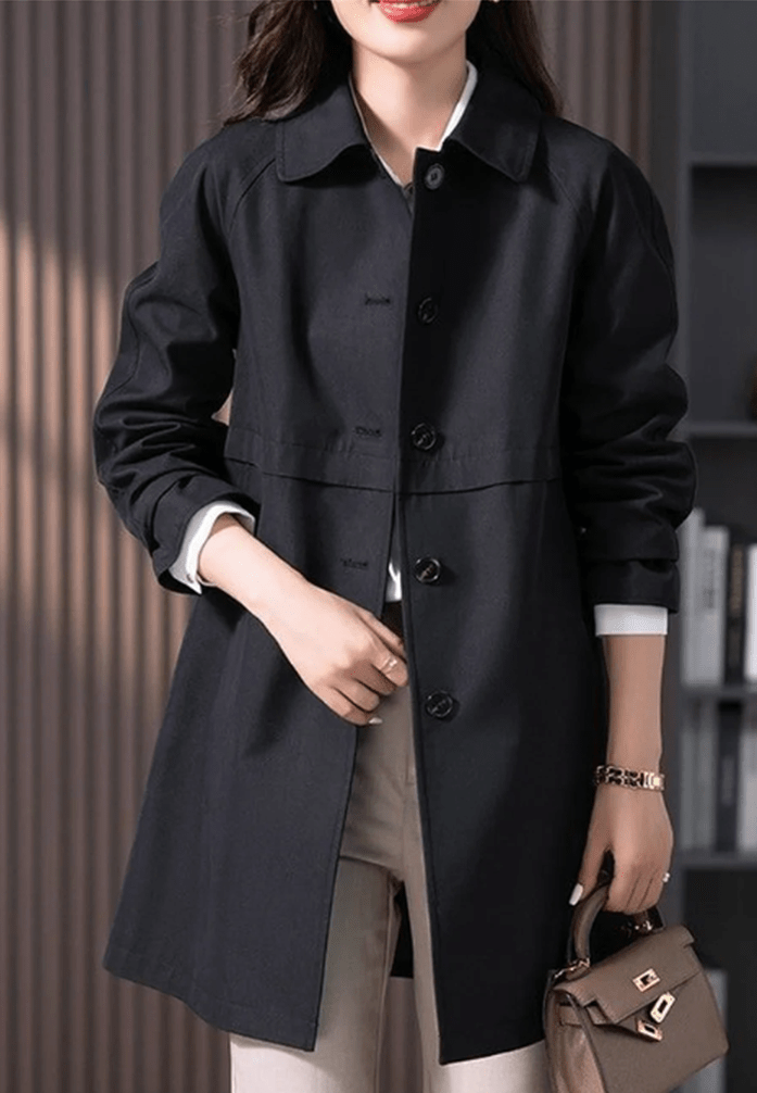 Women's Tailored Trench Coat in Black