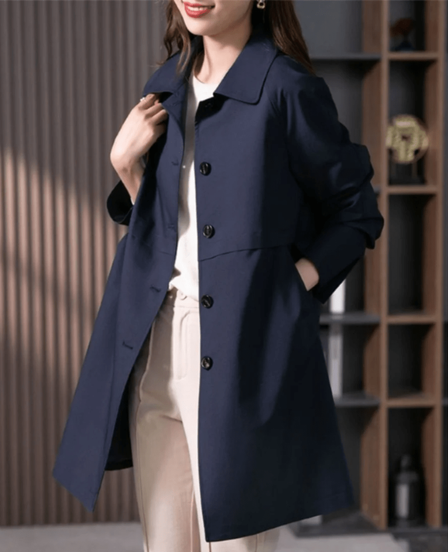 Women's Tailored Trench Coat in Navy