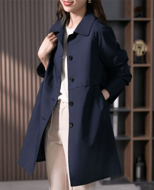 Women's Tailored Trench Coat in Navy