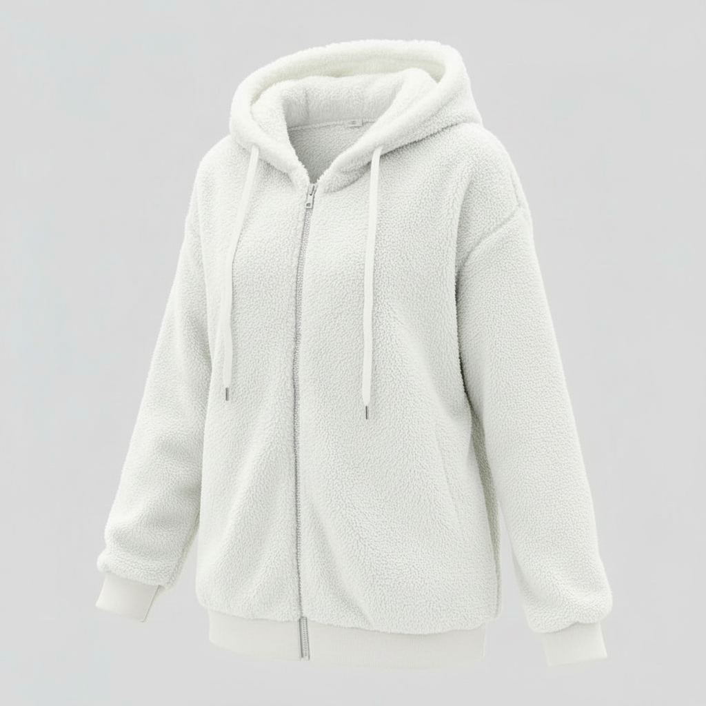 Women's Teddy Zip Up Hoodie in Cream