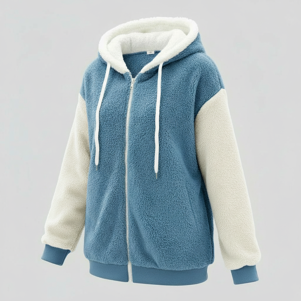 Women's Teddy Zip Up Hoodie in Dusty Blue