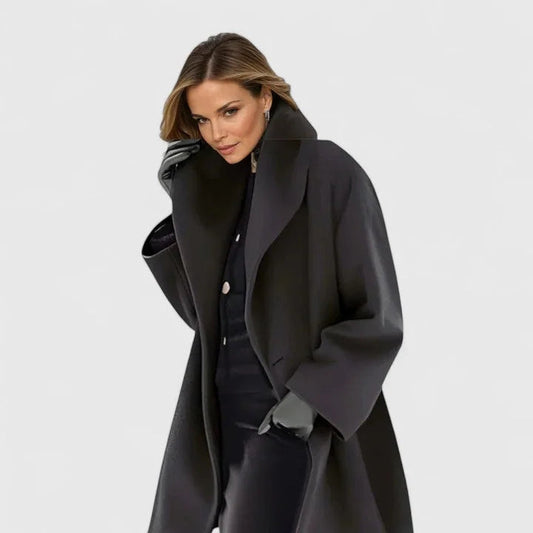 Women's Wide Sleeve Shawl Collar Coat in Black