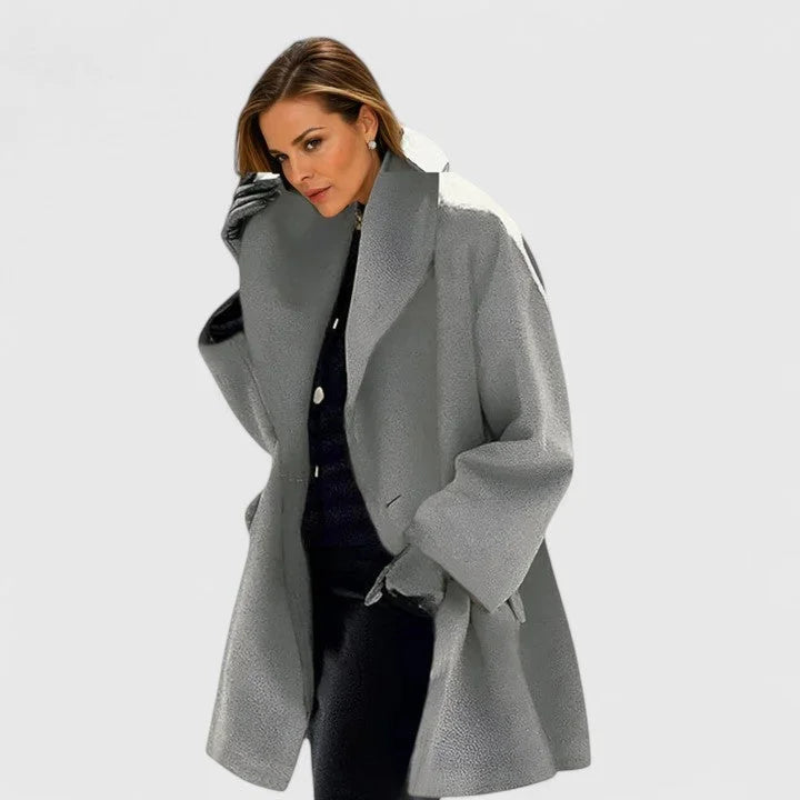 Women's Wide Sleeve Shawl Collar Coat in Gray