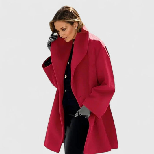 Women's Wide Sleeve Shawl Collar Coat in Red