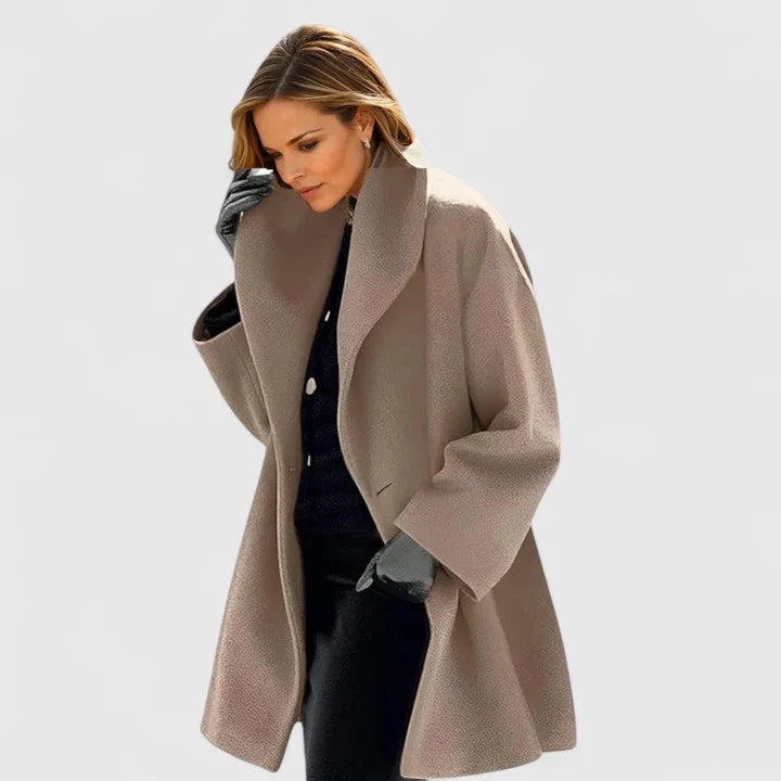 Women's Wide Sleeve Shawl Collar Coat in Taupe