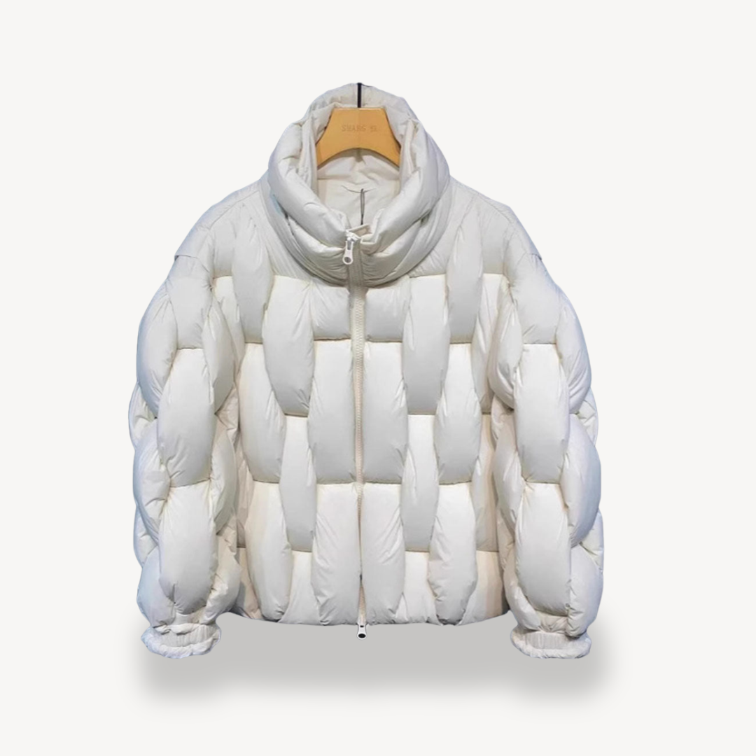 Women's Woven Quilt Puffer Jacket in White