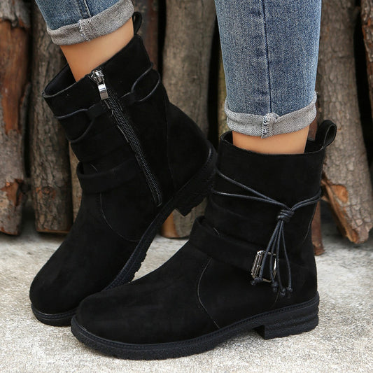 Women's Wrap Strap Ankle Boots in Black