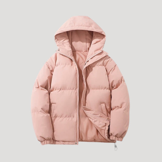Women's Zip Hood Puffer Jacket in Pink