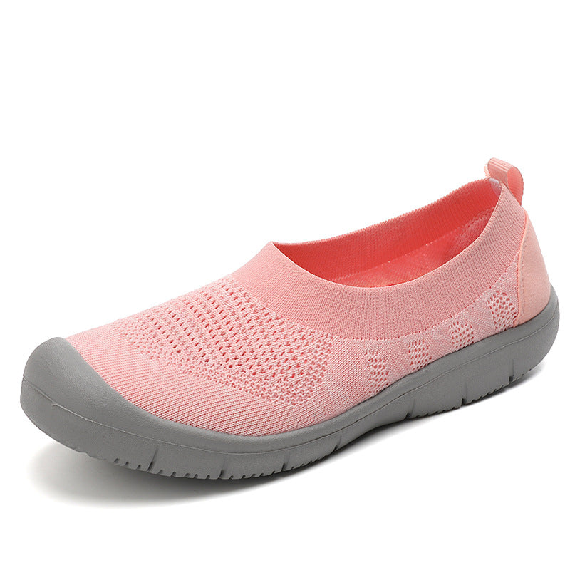 Elastic knit slip-on slides