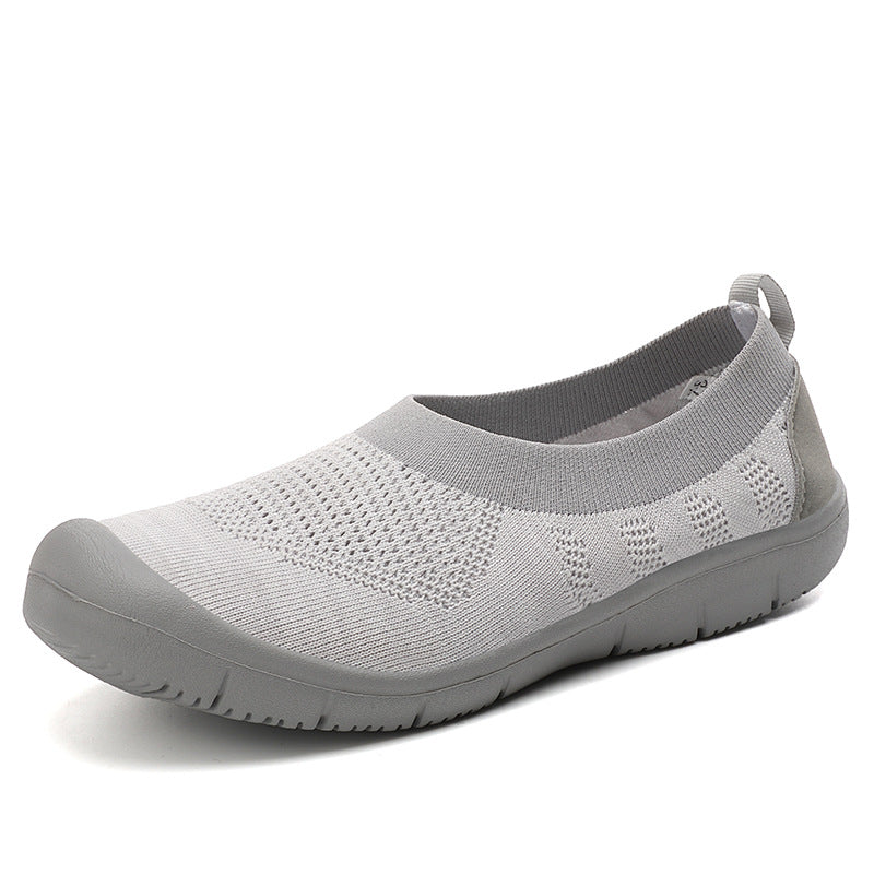 Elastic knit slip-on slides